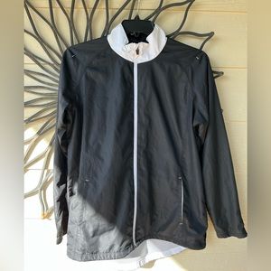 Women’s Xersion Performance Wear Windbreaker; black w/white, Large
